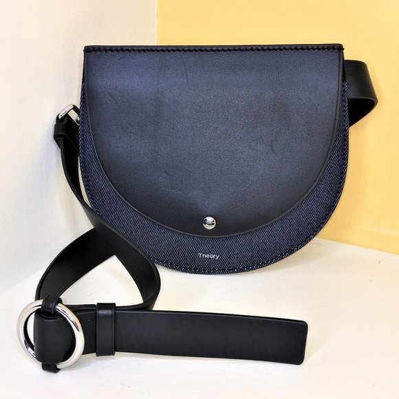 Theory Handbags - THEORY Post Saddle Belt Bag - Denim and Leather